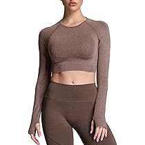 Aoxjox Long Sleeve Crop Tops for Women Workout Seamless
